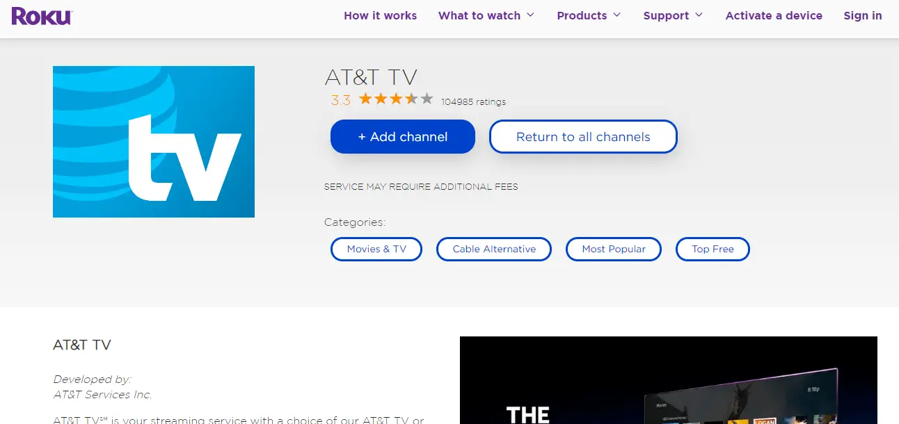 Add AT&T TV on Roku TV