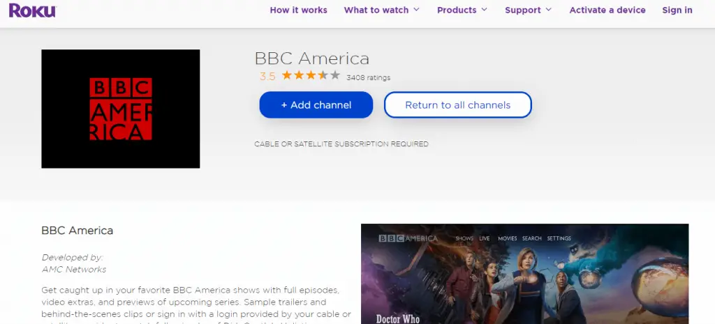 Add BBC America on Roku TV