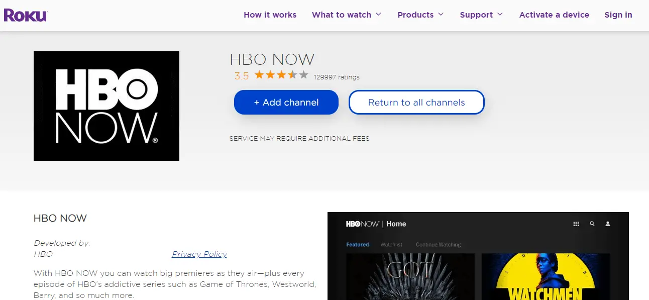 Add HBO NOW to Roku TV