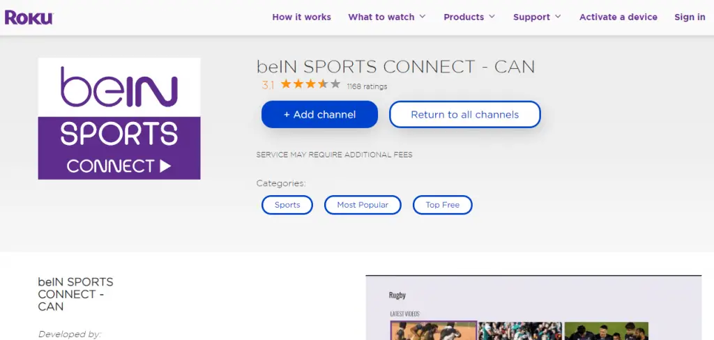 beIN SPORTS CONNECT on Roku