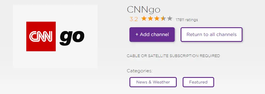 Add CnnGo to Roku Channel list