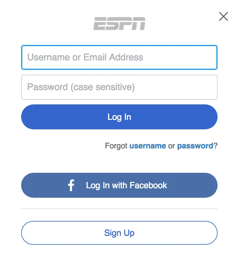 Login to the ESPN account
