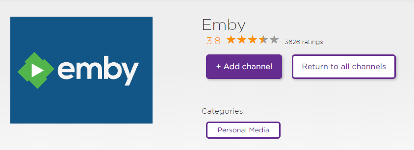 Emby app on Roku 