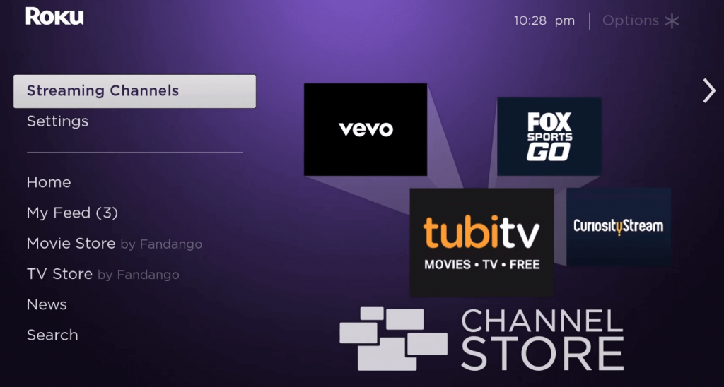 Select Streaming channels