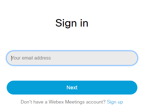 Sign in to Cisco WebEx Meetings