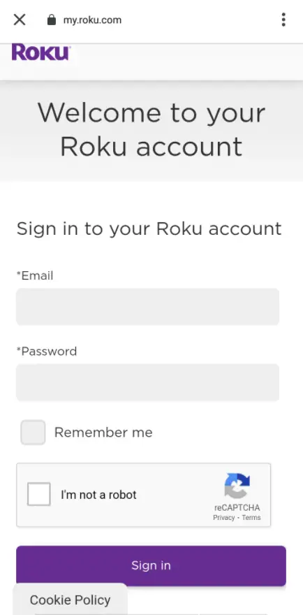 Sign in with Roku account