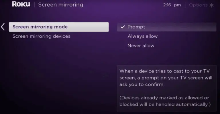 Screen miroring mode - GOOGLE ON ROKU