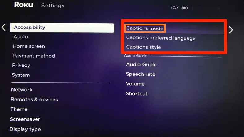 Select Captions Mode