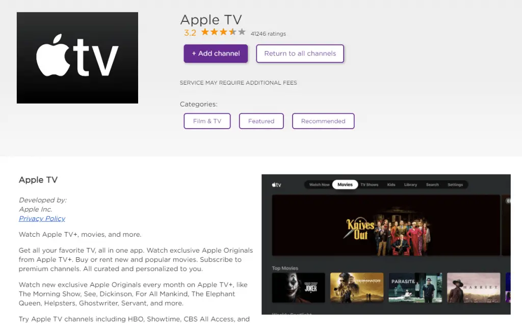 Download Apple TV app on Roku