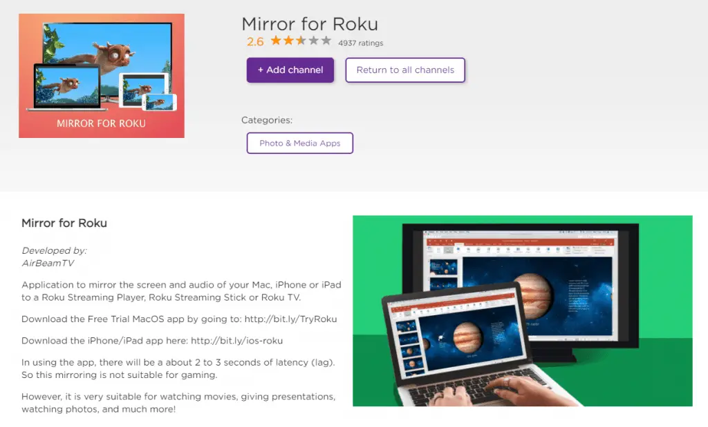 Mirror for Roku