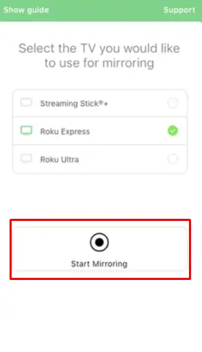 Start Mirroring - ACC Network on Roku
