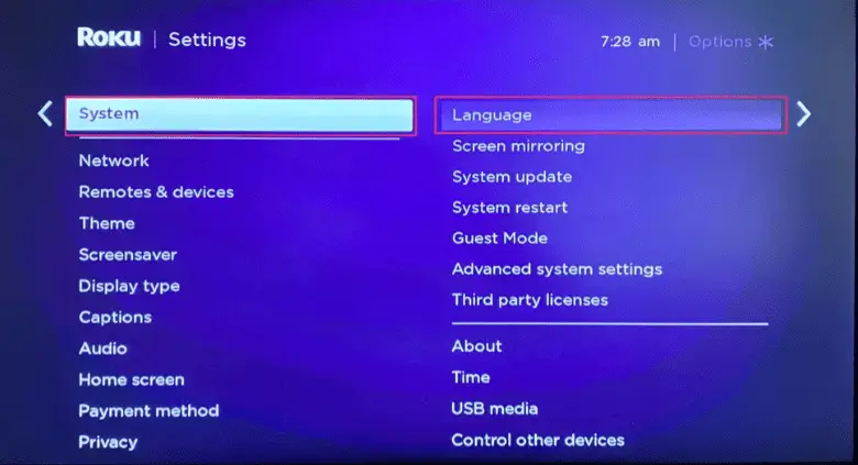 HOW TO CHANGE THE LANGUAGE ON THE ROKU DEVICE