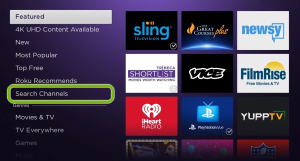 Choose Search Channels to WATCH CNBC ON ROKU