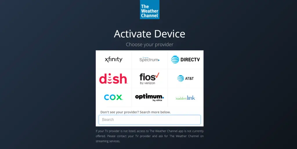 Choose your TV provider and activate it on your Roku device