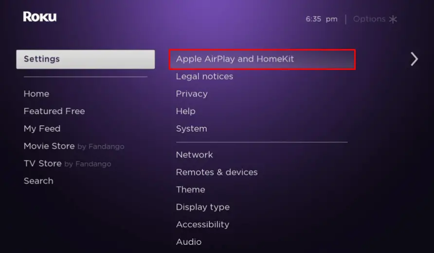 Click Apple AirPlay to watcjh TikTok on Roku