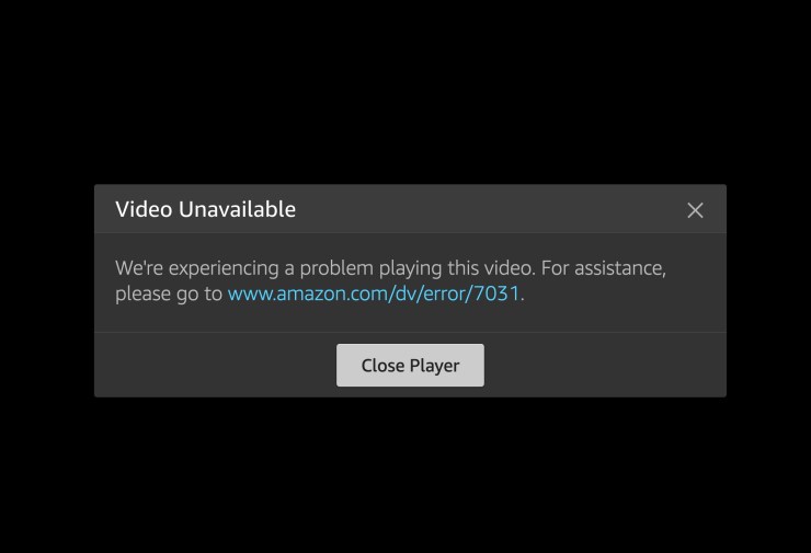 Error message - Amazon Prime Video not working on Roku