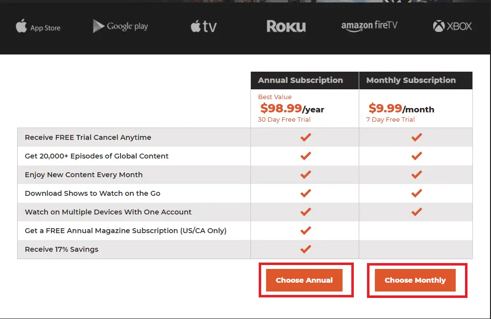 subscription packs - Outdoor Channel on Roku
