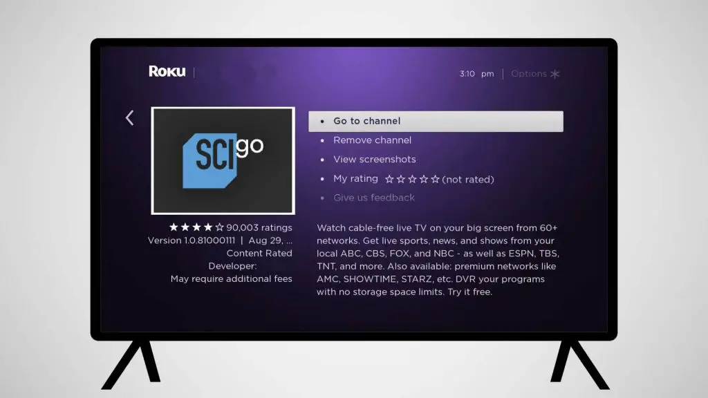 click Go to channel - Science Channel GO on Roku