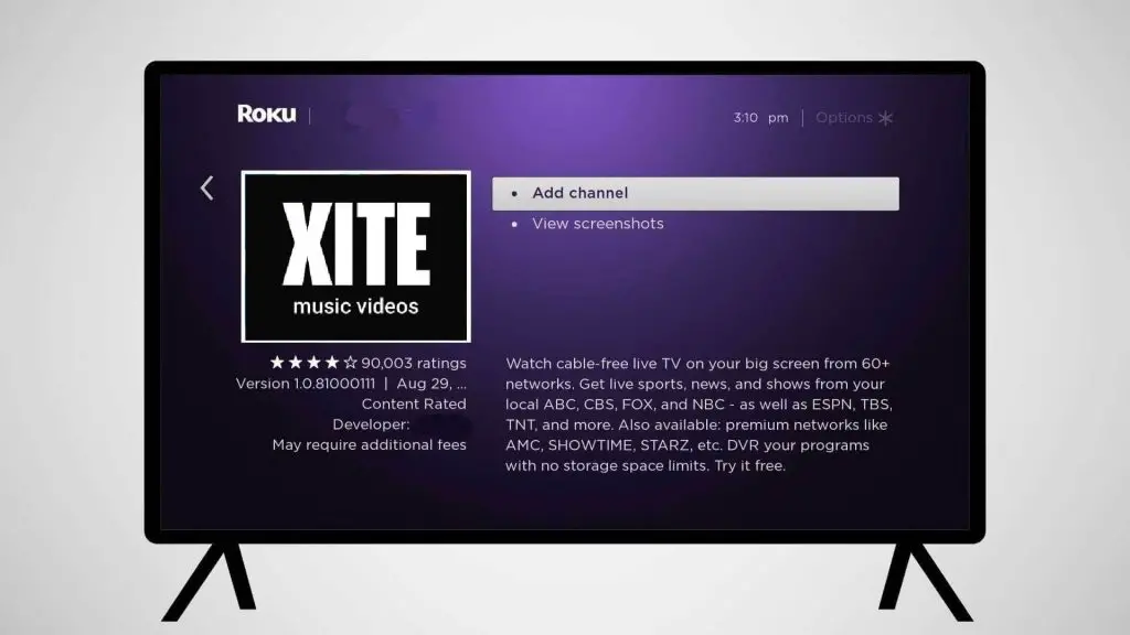 add channel - XITE Roku
