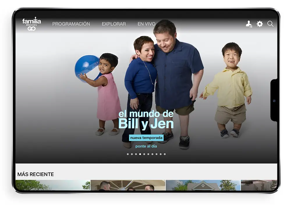discovery familia go home page on app
