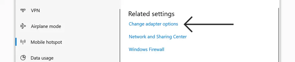change adapter options on settings