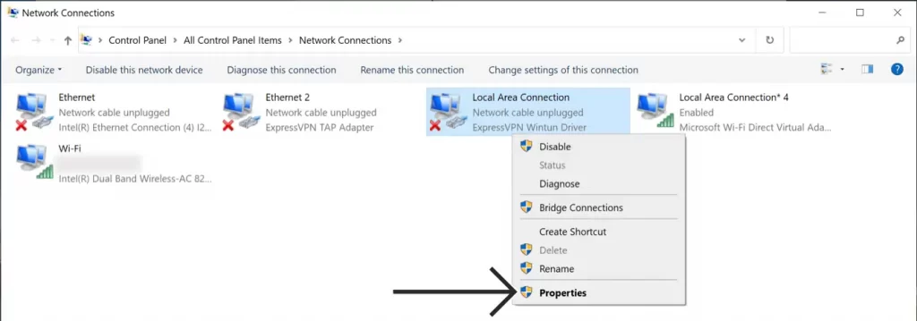 local area connection properties