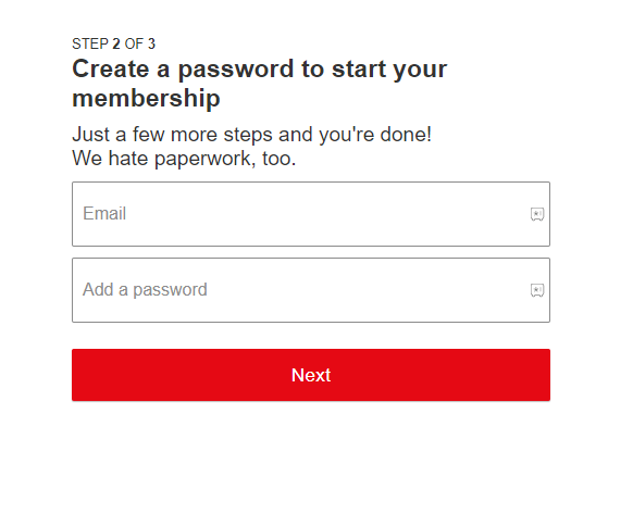 Enter Email and Password and select Next