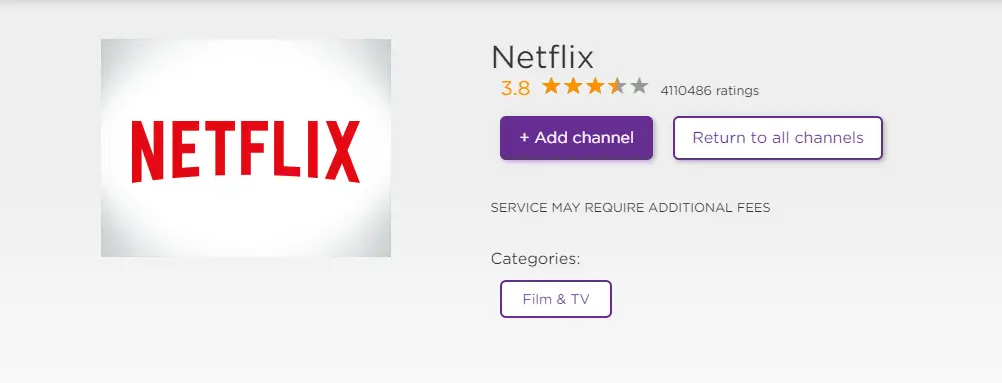 Select Add channel to watch House of Cards on Roku
