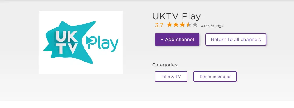 select Add channel to add UKTV Play on Roku