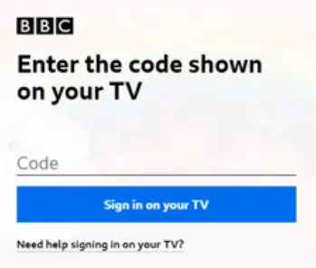 Click on Sign in on your TV to activate BBC iPlayer.