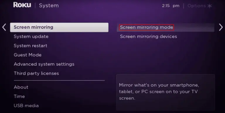 Choose Screen mirroring to watch Flixtor on Roku.