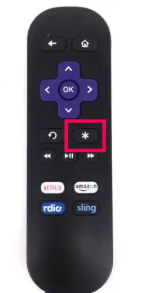 Hold star button(*) on Roku remote