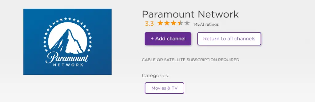 Select Add Channel to add Paramount Network and watch Spike TV.