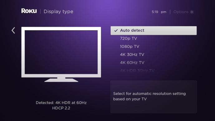Adjust Display type on roku tv 