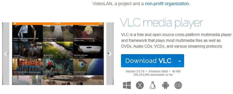 Select Download VLC to stream VLC on Roku
