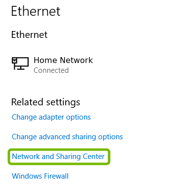 Select Network and Sharing Center