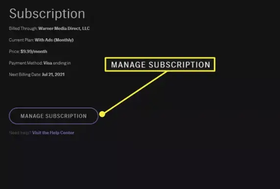 Select Manage Subscriptions