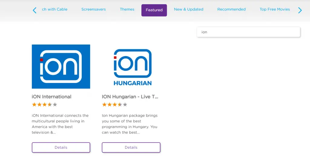 Select the iON international app.