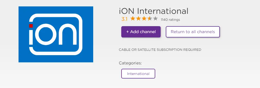 Click on Add Channel to install iON app on Roku