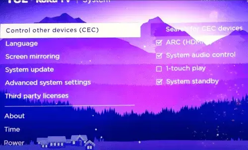 Click Control other devices (CEC)