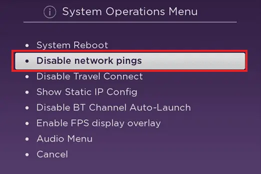 Enabling Network Ping - Fix Roku Error Code 016