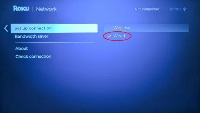 Using Wired connection - Fix Roku Error Code 016