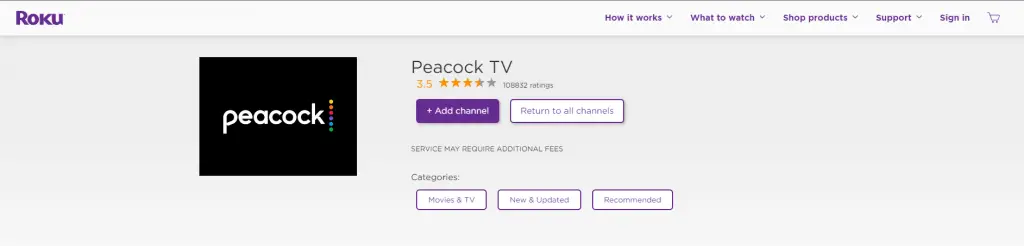 Adding Peacock TV on Roku with the help of the Roku website