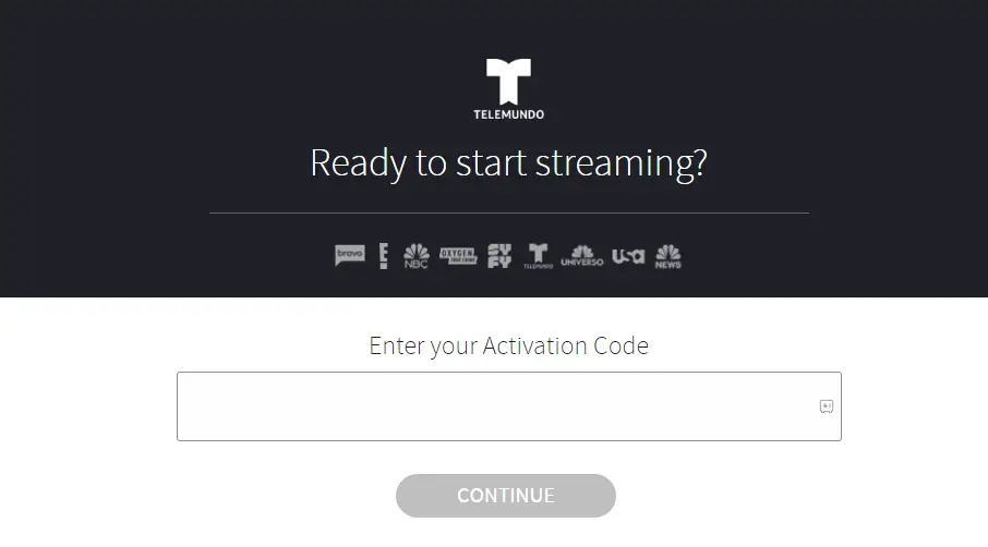 Enter the Telemundo activation code on the website