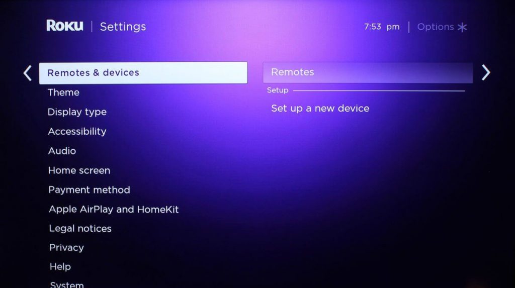 Sync the Roku remote using the Pair Remote option.