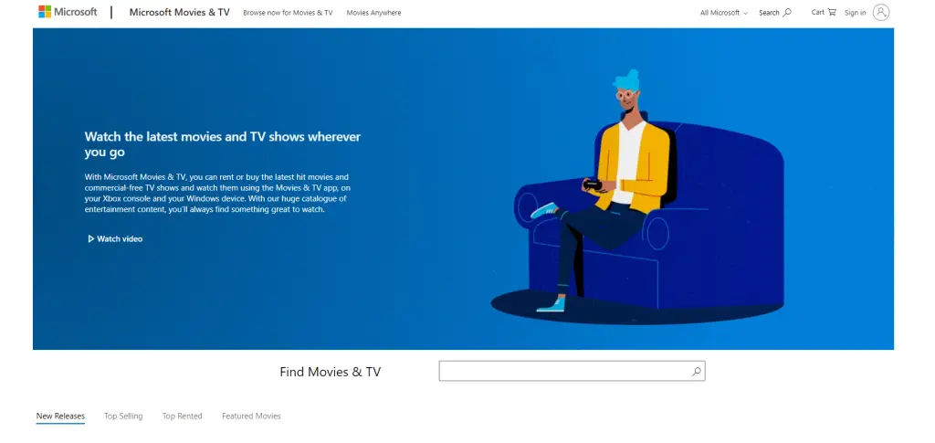 Microsoft Movies and TV website