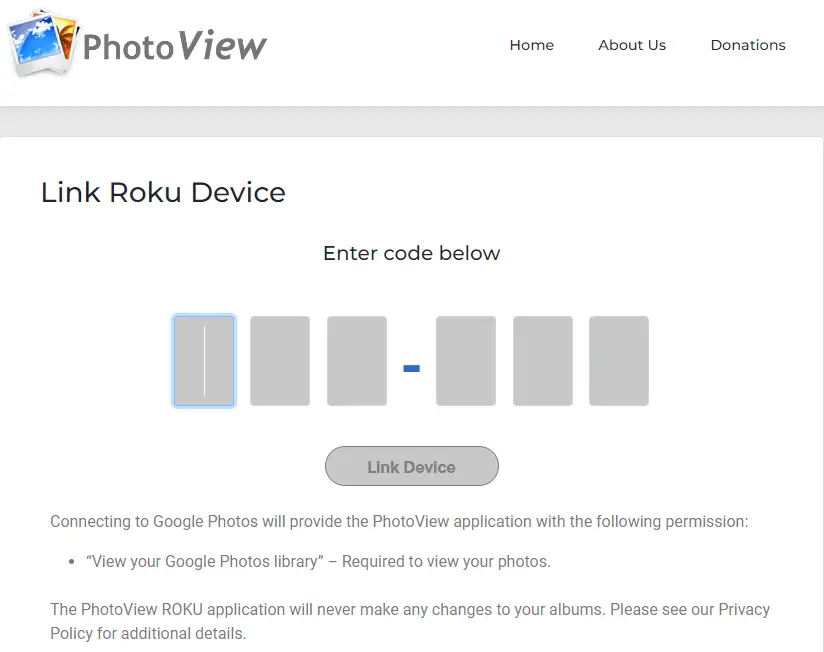 Enter the code - Google Play on Roku