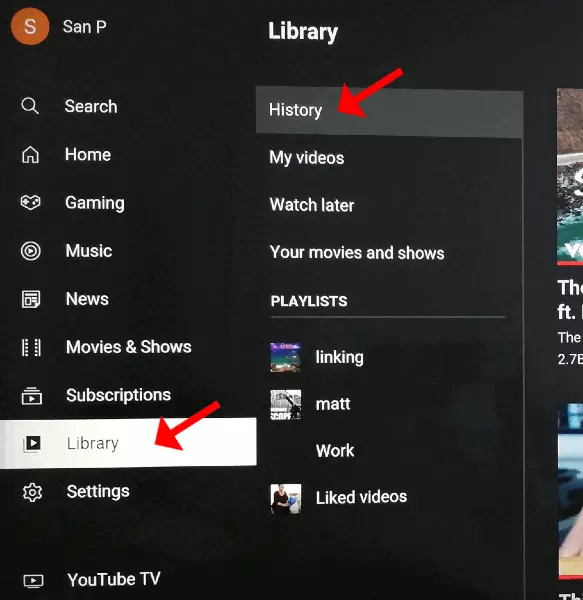 Select Library  - Google Play on Roku
