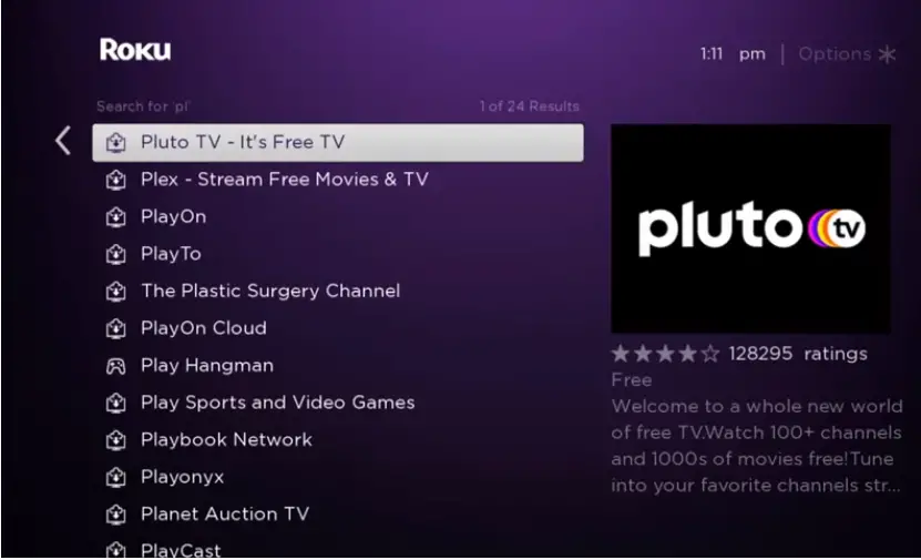 Select Pluto TV