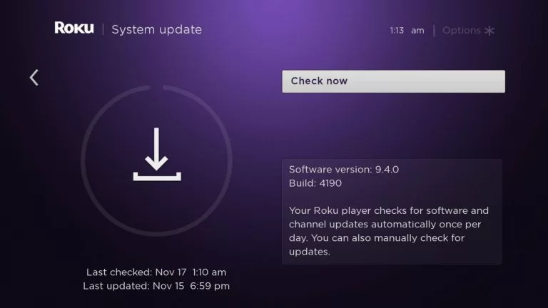 Check for System Updates for Sharp Roku TV 